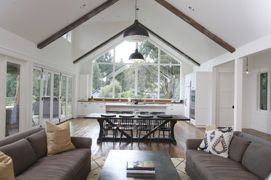 Example of a farmhouse living room design in Seattle
