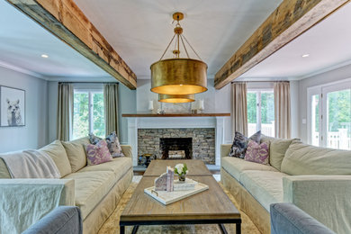 Inspiration for a rustic living room remodel in New York