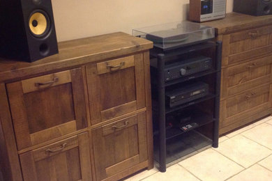 Rustic reclaimed pine custom vinyl storage unit