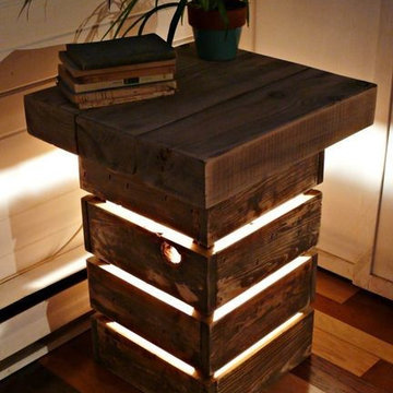 Rustic Reclaimed Wood Display Table with Light