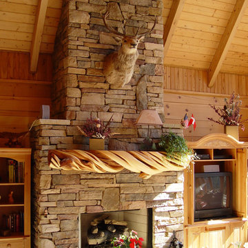 Rustic Stone Fireplace Mantel