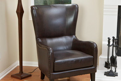 Salerno Brown Leather Studded Club Chair