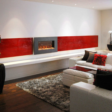 Salon moderne blanc et rouge