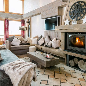 Salon montagnard dans un chalet
