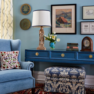 Mid-sized eclectic enclosed living room photo in San Francisco with blue walls