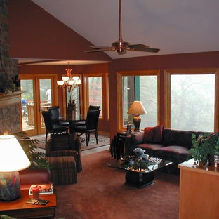 75 Beautiful Rustic Red Floor Living Room Pictures & Ideas - August