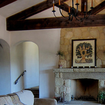 Sandstone Fireplace in Montecito Farmhouse
