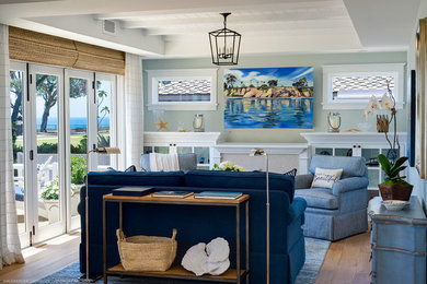Beach style living room photo in Santa Barbara