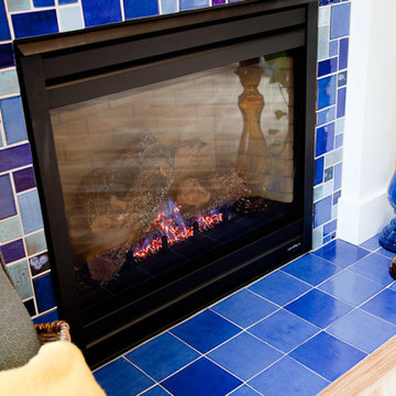 Sapphire Blue Craftsman Fireplace