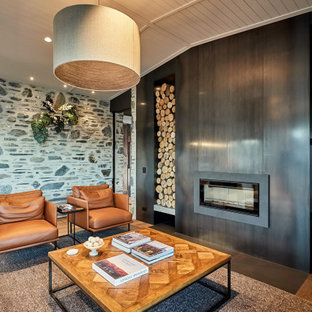 Schist House, Wanaka, Blackened Steel Fireplace Surround