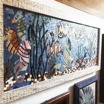 Sea Creatures In Aquarium Glass Mosaic I Mozaico