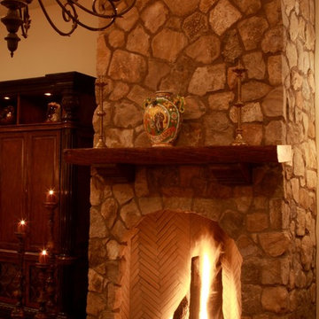 Sedona Custom Home European meets Southwest Lodge greatroom  fireplace