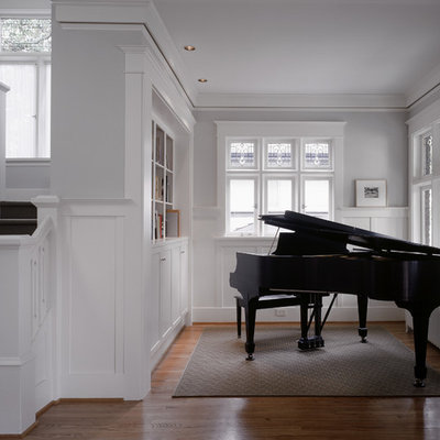 Inspiration for a small timeless living room remodel in Seattle with a music area