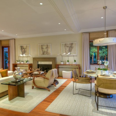 Inspiration for a contemporary living room remodel in San Francisco with beige walls