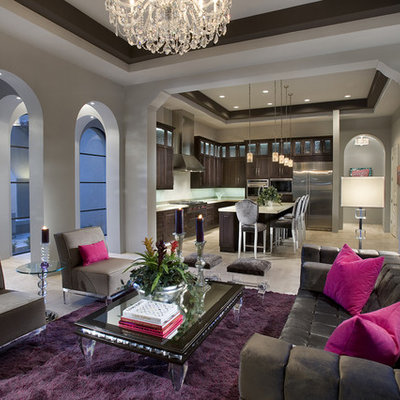 Inspiration for a contemporary open concept living room remodel in Phoenix with gray walls and no tv