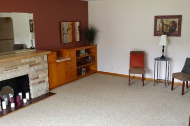 Example of a mid-sized classic enclosed living room design in Other with a standard fireplace