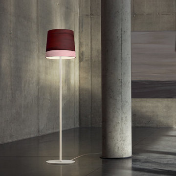 Sisters Floor Lamps - Modern Canvas Painted Lamps in Dawn and Mist - Marie Burgo