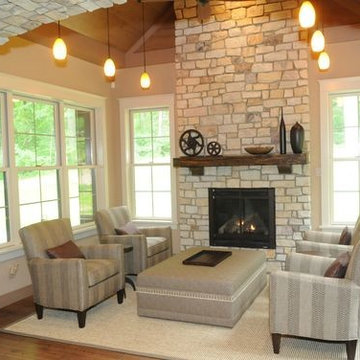 Sitting Room with Stone Fireplace