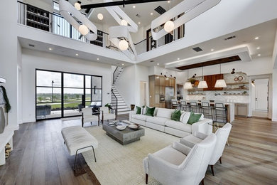 Living room - mid-century modern living room idea in Austin