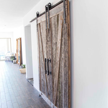 Sliding Barn Door - Bi-Part Z's Reclaimed Tobacco Barn Rough Grey/Smooth Brown