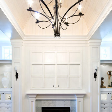 Sliding Panel Doors to Hide TV Above Fireplace