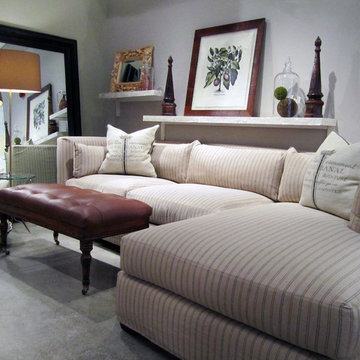 Slipcovered Striped Chaise Sectional