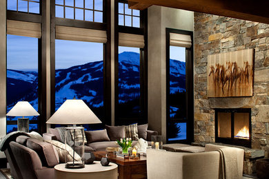 Example of a trendy living room design in Denver