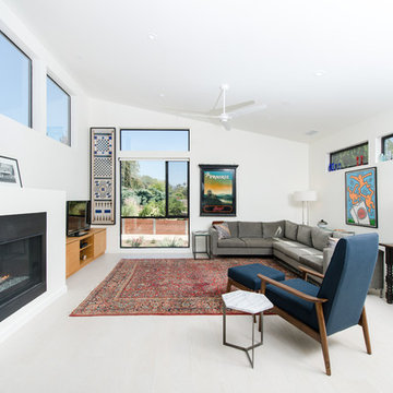 sloping ceiling at open living room