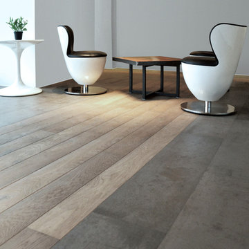 Smoke grey timber flooring and natural grey Concreate flooring