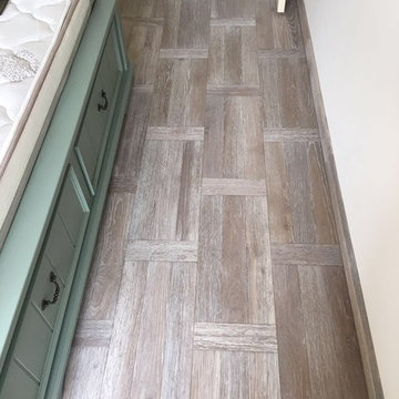 Smoked and White Oiled Basketweave pattern Oak Herringbone Flooring