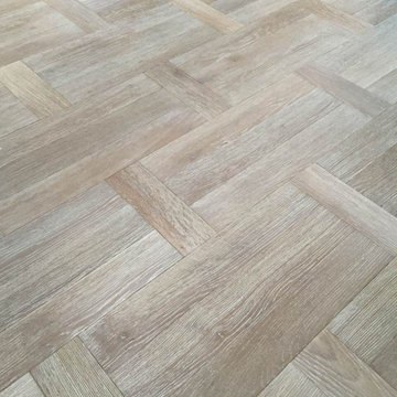 Smoked and White Oiled Basketweave pattern Oak Herringbone Flooring