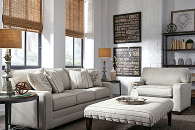 Living room - transitional living room idea in Detroit