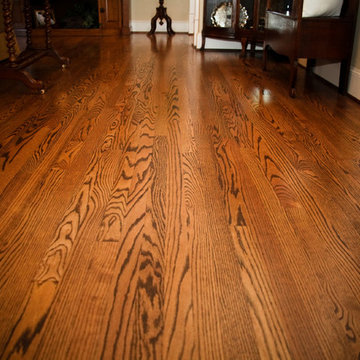 Solid Red Oak flooring, stained spice brown