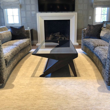 Solid Walnut Coffee Table with Cantilever Sapphire Glass Top