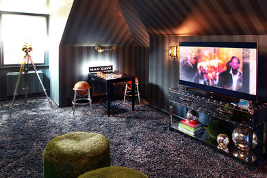 Example of a mid-sized trendy living room design in New York