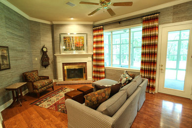 Example of a transitional living room design in Houston