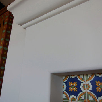 Spanish Style Fireplace Mantel with Decorative Tile