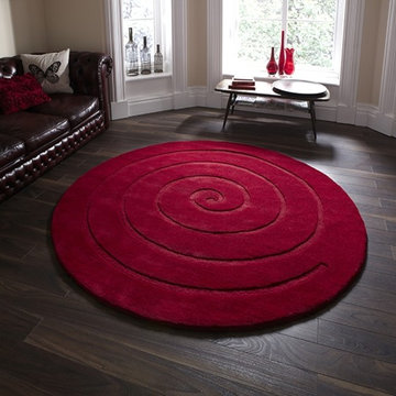 Spiral Red Living Room Rug