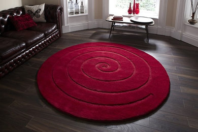 Spiral Red Living Room Rug