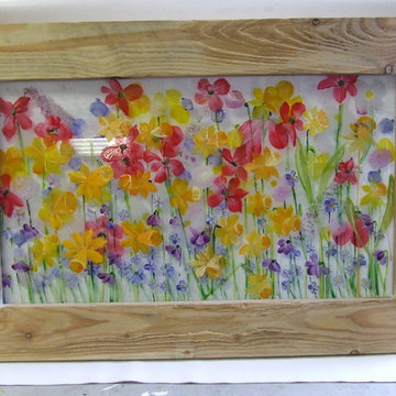 spring time glass picture hand painted glassware