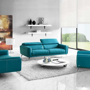 75 Beautiful Blue Leather Sofa Living Room Pictures & Ideas - July