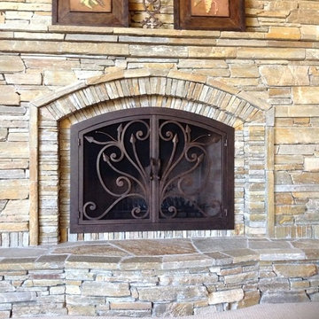 Stacked Stone Fireplace