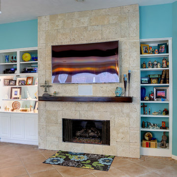 Stacked Stone fireplace