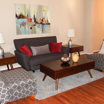 Staged formal living room in vacant home.