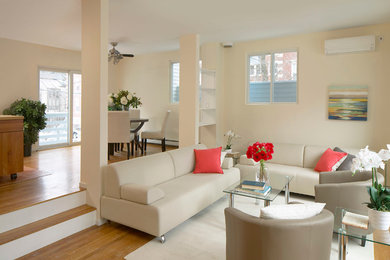 Example of a minimalist living room design in Boston