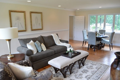 Photo of a contemporary living room in Raleigh.