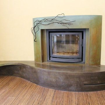 Stained Concrete Fireplace Surround & Hearth
