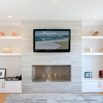 Statement fireplace with seashell decor