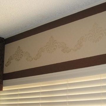 Stenciled Design for Window Valance with painted border