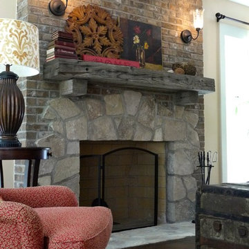 Stone & brick fireplace-Wauwatosa Wisconsin